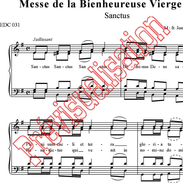 Messe de la Bienheureuse Vierge Marie Sanctus [ Fr JeanBaptiste du