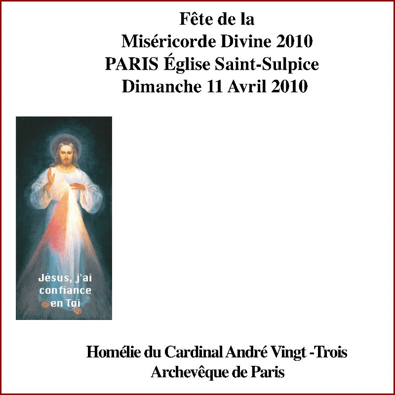 Homlie de la messe de la Divine Misricorde - Cliquez sur l'Image pour la Fermer